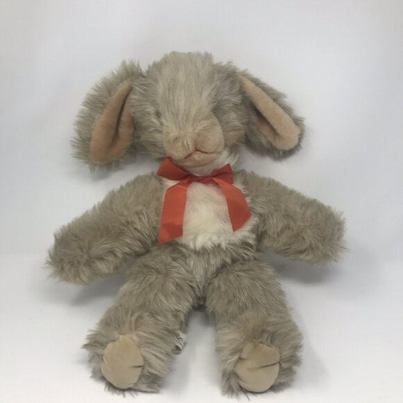 RARE Hudsons Bay Trading Vintage 17" Grey Floppy Ear BUNNY Plush Stuffed Toy - Picture 1 of 12